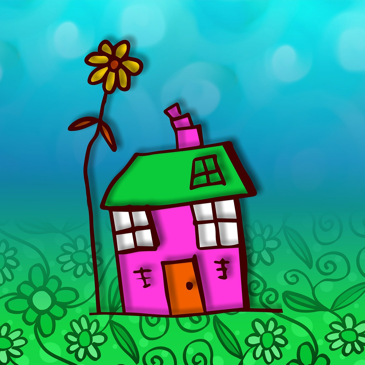 Domek s květinou